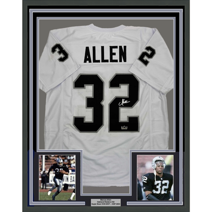 Framed Facsimile Autographed Marcus Allen 35x39 Oakland Las Vegas White Reprint Laser Auto Football Jersey