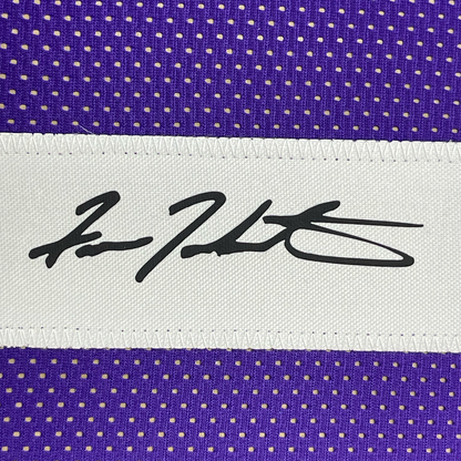 Framed Facsimile Autographed Fran Tarkenton 35x39 Minnesota Purple Reprint Laser Auto Football Jersey Size Men's XL