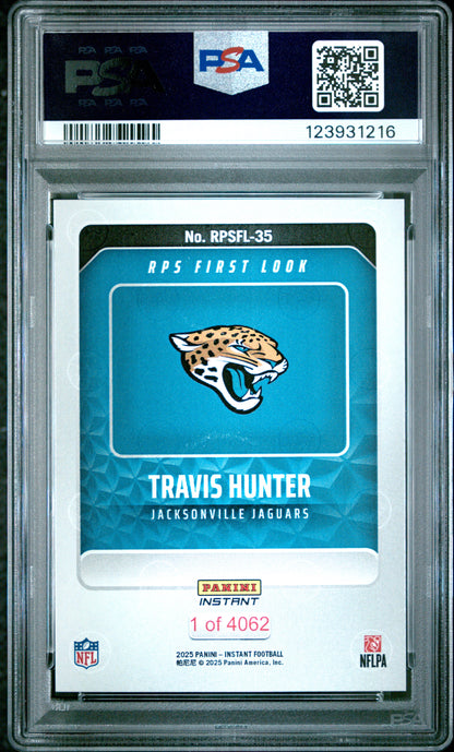 Graded 2025 Panini Instant Travis Hunter #RPSFL35 RPS First Look Rookie RC Football Card PSA 10 Gem Mint