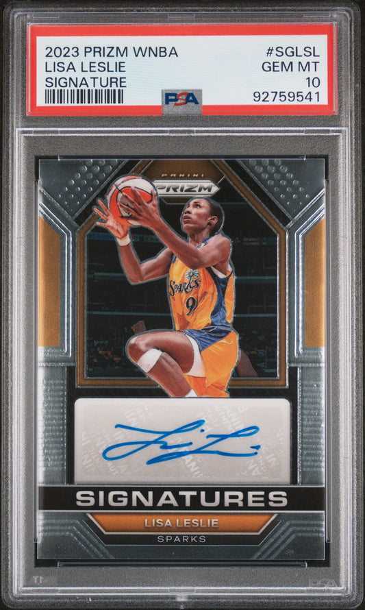 Graded 2023 Panini Prizm WNBA Lisa Leslie #SGLSL Signature Basketball Card PSA 10 Gem Mint