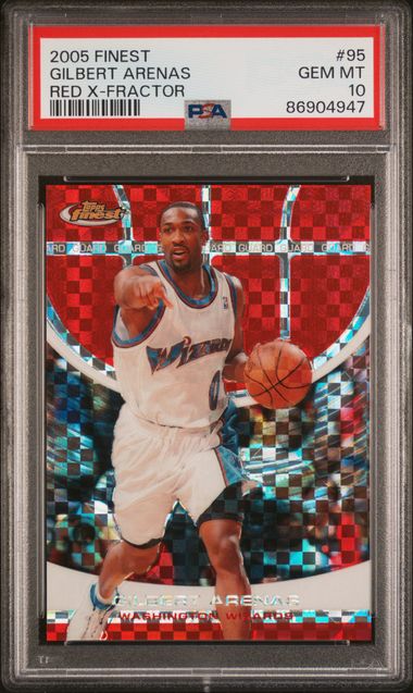 Graded 2005 Topps Finest Gilbert Arenas #95 /139 Red X-Fractor Basketball Card PSA 10 Gem Mint