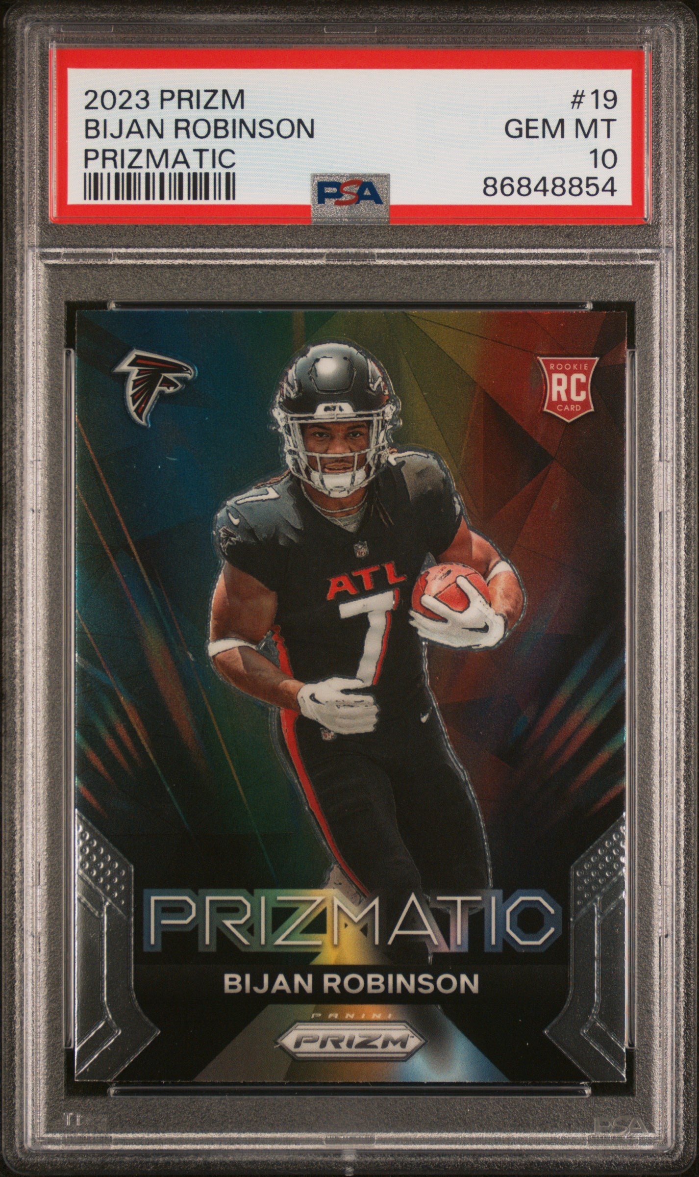 Graded 2023 Panini Prizm Bijan Robinson #19 Prizmatic Rookie RC Football Card PSA 10 Gem Mint