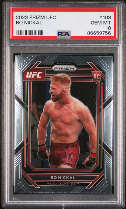 Graded 2023 Panini Prizm UFC Bo Nickal #103 Rookie RC UFC MMA Card PSA 10 Gem Mint