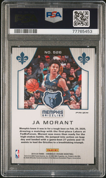 Graded 2019-20 Panini Chronicles Ja Morant #526 Silver Rookie RC Basketball Card PSA 10 Gem Mint