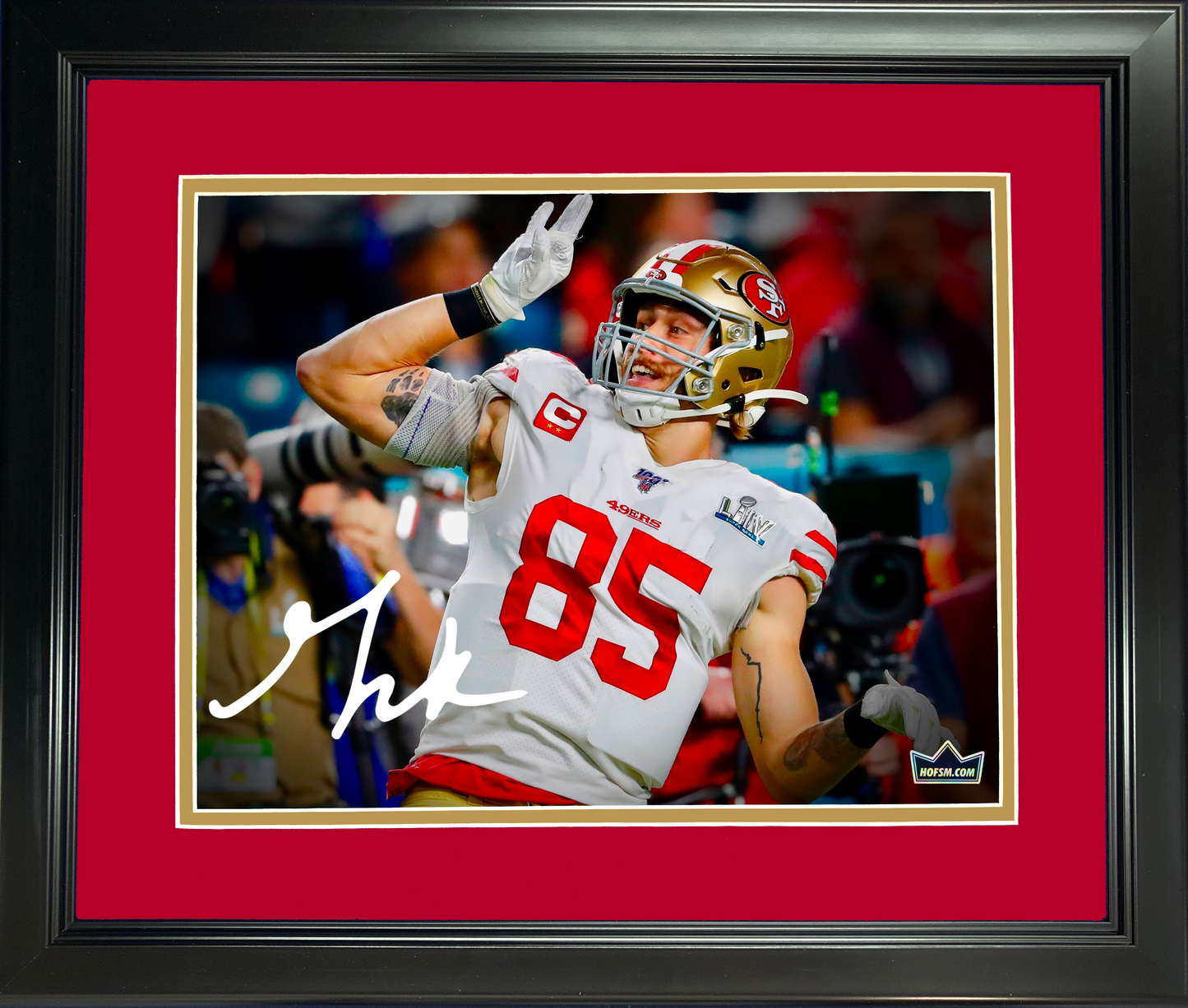 Framed George Kittle San Francisco 49ers Facsimile Laser Engraved Signature Auto 11"x14" Football Photo HOFSM Holo