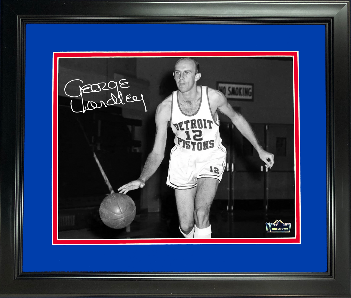 Framed George Yardley Facsimile Laser Engraved Signature Auto 11"x14" Basketball Photo HOFSM Holo