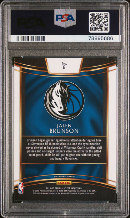 Graded 2018 Panini Select Jalen Brunson #8 Rookie RC Basketball Card PSA 10 Gem Mint