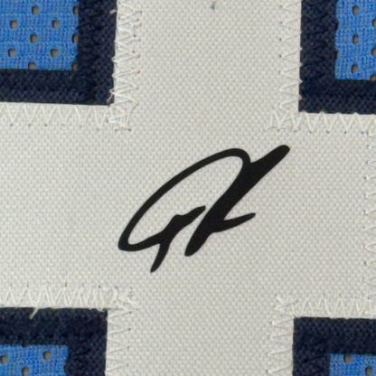 Framed Facsimile Autographed Giannis Antetokounmpo 35x39 Greece Light Blue Reprint Laser Auto Basketball Jersey