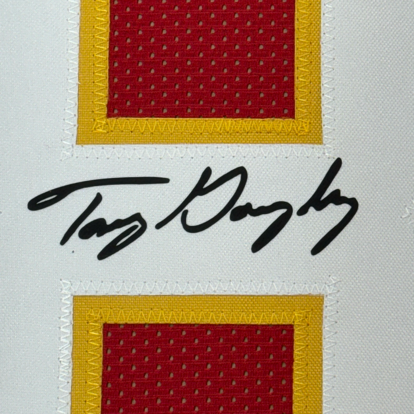Framed Facsimile Autographed Tony Gonzalez 35x39 Kansas City Red Reprint Laser Auto Football Jersey