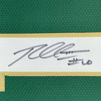Framed Autographed/Signed Robert Griffin III RG3 35x39 Baylor Green College Football Jersey JSA COA