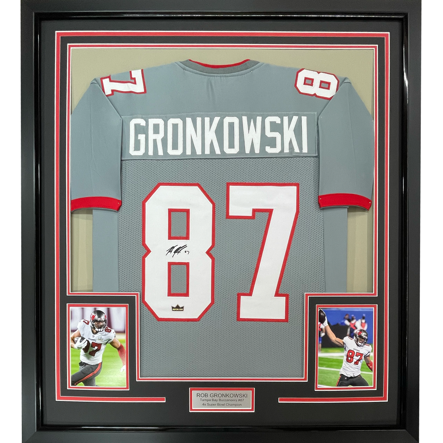 Framed Facsimile Autographed Rob Gronk Gronkowski 35x39 Tampa Bay Grey Pewter Reprint Laser Auto Football