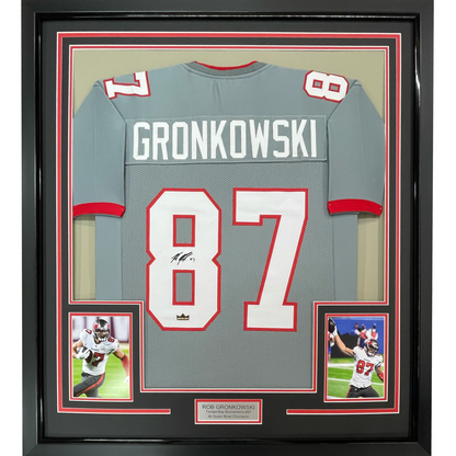 Framed Facsimile Autographed Rob Gronk Gronkowski 35x39 Tampa Bay Grey Pewter Reprint Laser Auto Football