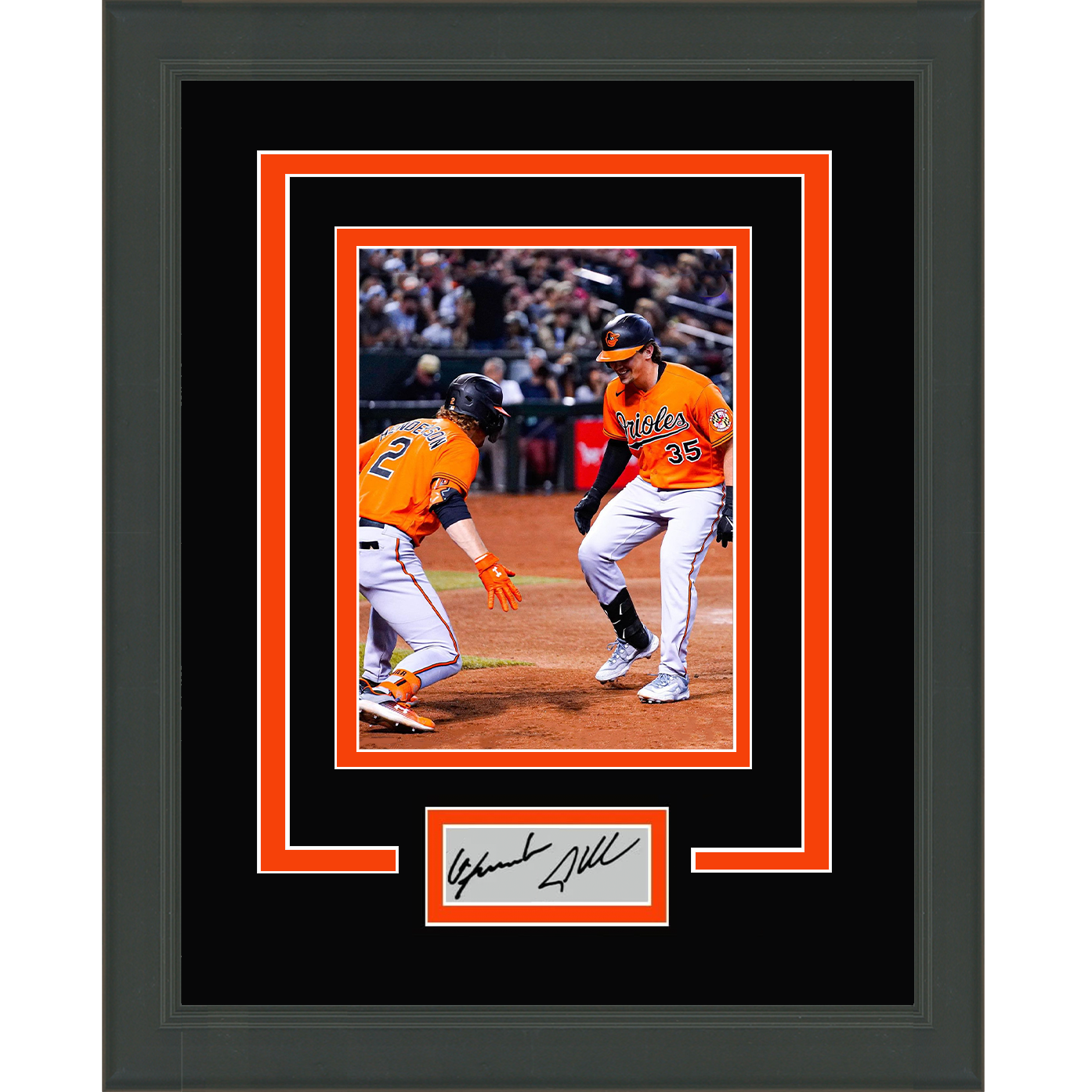 Framed Gunnar Henderson Adley Rutschman Dual Facsimile Laser Engraved Signature Auto Baltimore Orioles 11x14 Baseball Photo