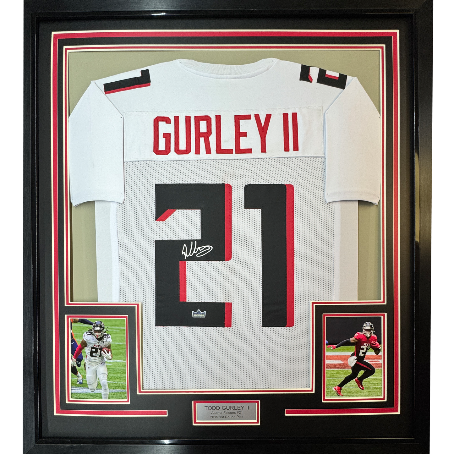 Framed Facsimile Autographed Todd Gurley II 35x39 Atlanta White Reprint Laser Auto Football Jersey