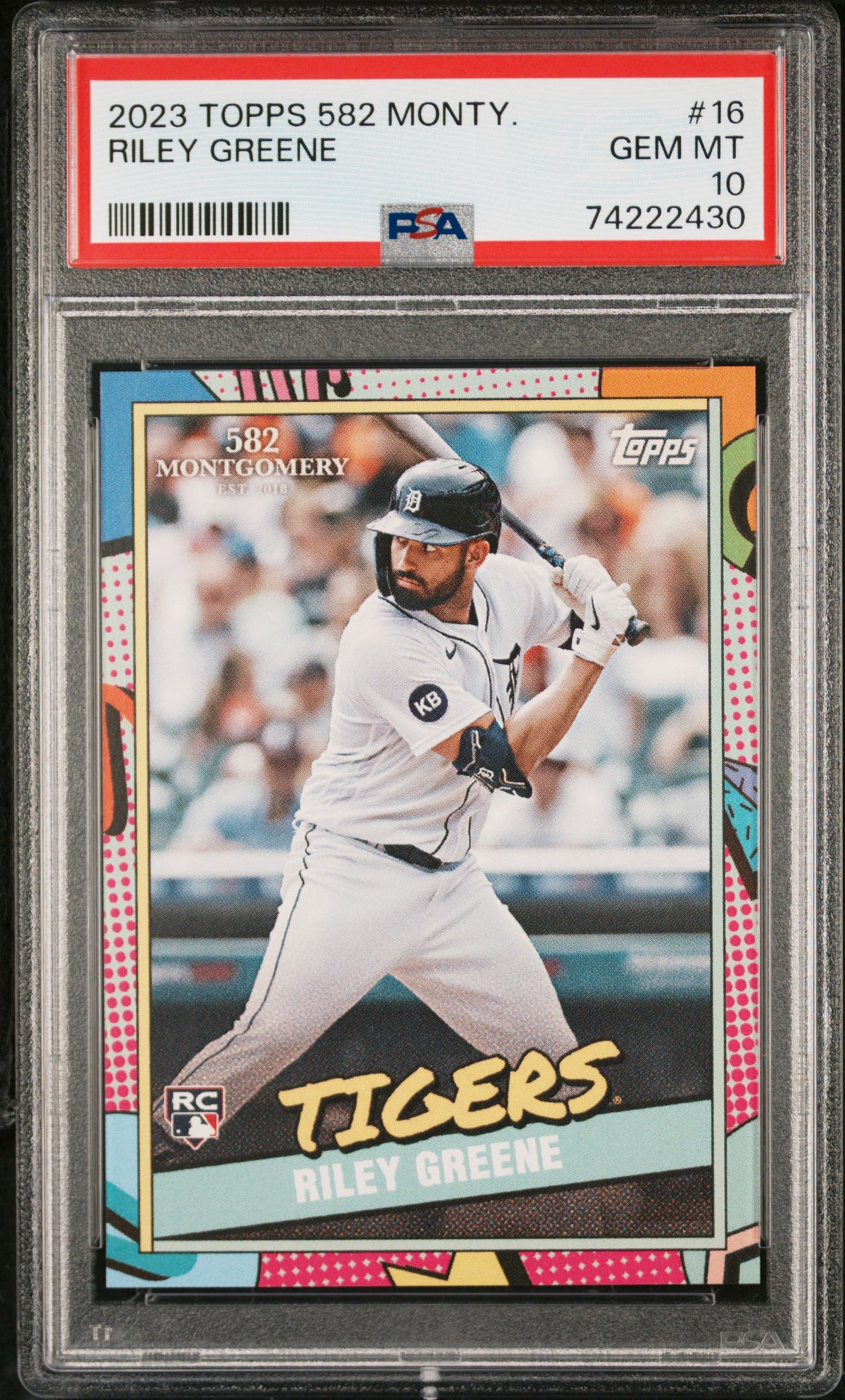 Graded 2023 Topps 582 Monty Riley Greene #16 Rookie RC Baseball Card PSA 10 Gem Mint