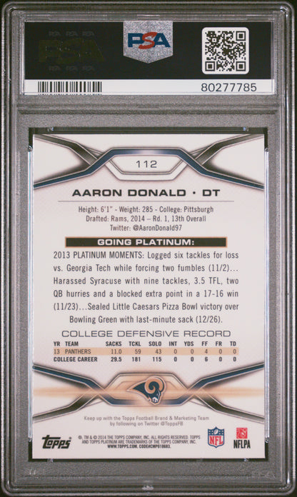 Graded 2014 Topps Platinum Aaron Donald #112 Xfractor Rookie RC Football Card PSA 9 Mint