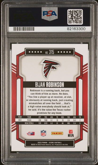 Graded 2023 Panini Score Bijan Robinson #315 Rookie RC Football Card PSA 10 Gem Mint