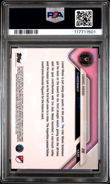 Graded 2025 Topps Now MLS Lionel Messi #28 Soccer Card PSA 9 Mint