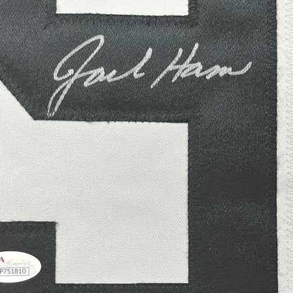 Framed Autographed/Signed Jack Ham HOF 88 35x39 Pittsburgh Bumble Bee Football Jersey JSA COA