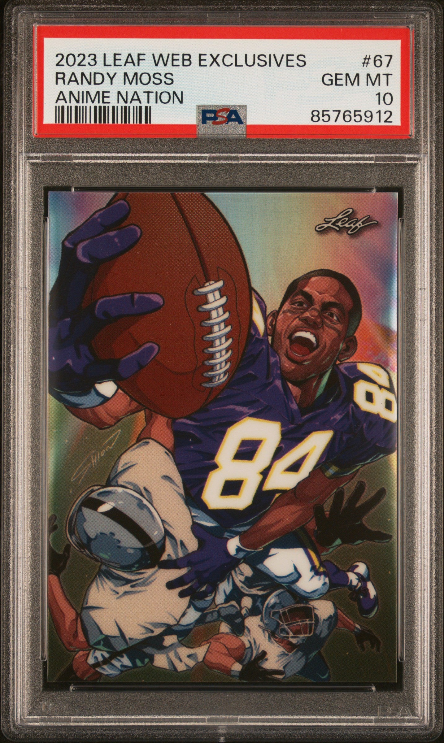 Graded 2023 Leaf Web Exclusives Randy Moss #67 Anime Nation #/264 Football Card PSA 10 Gem Mint