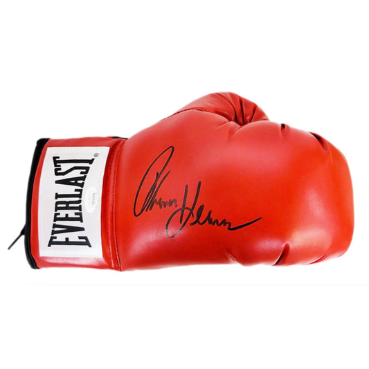 Autographed/Signed Thomas Hitman Hearns Red Everlast Boxing Glove JSA COA Auto