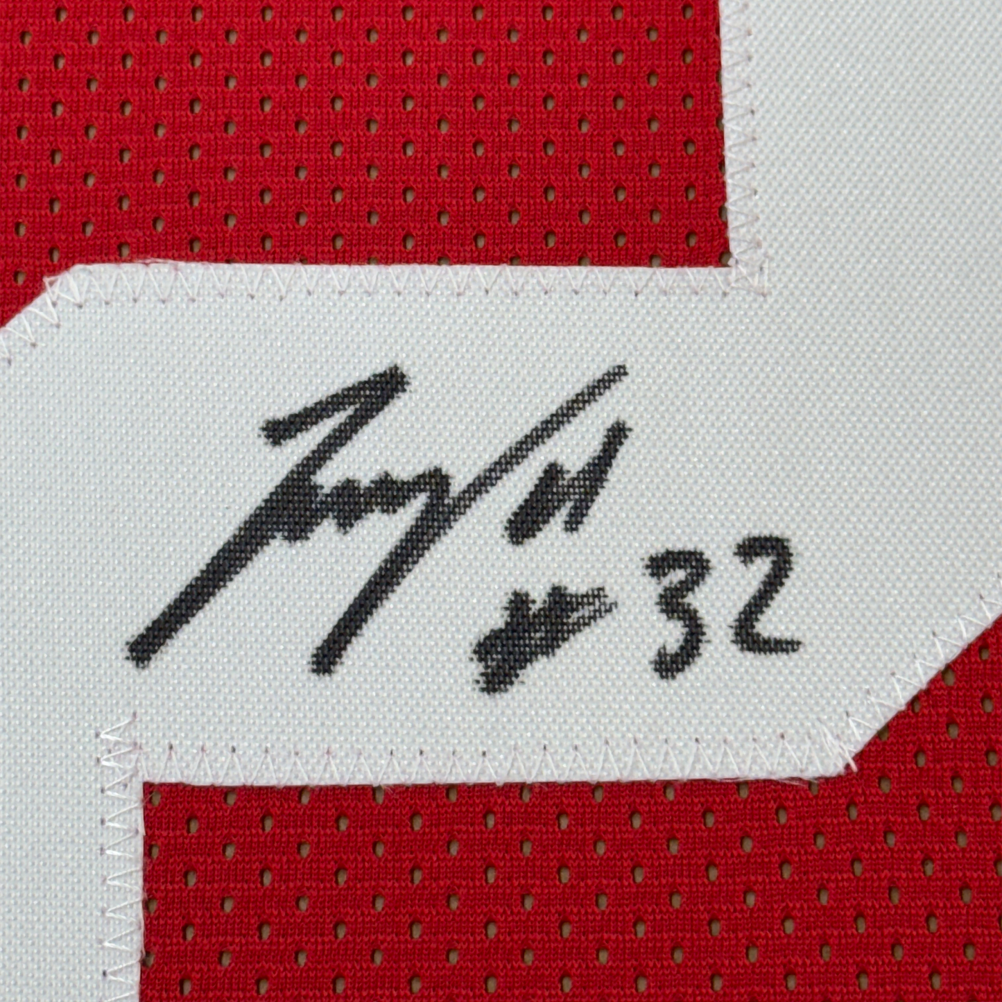 Framed Autographed/Signed TreVeyon Henderson 35x39 Ohio State Red College Football Jersey Beckett BAS COA