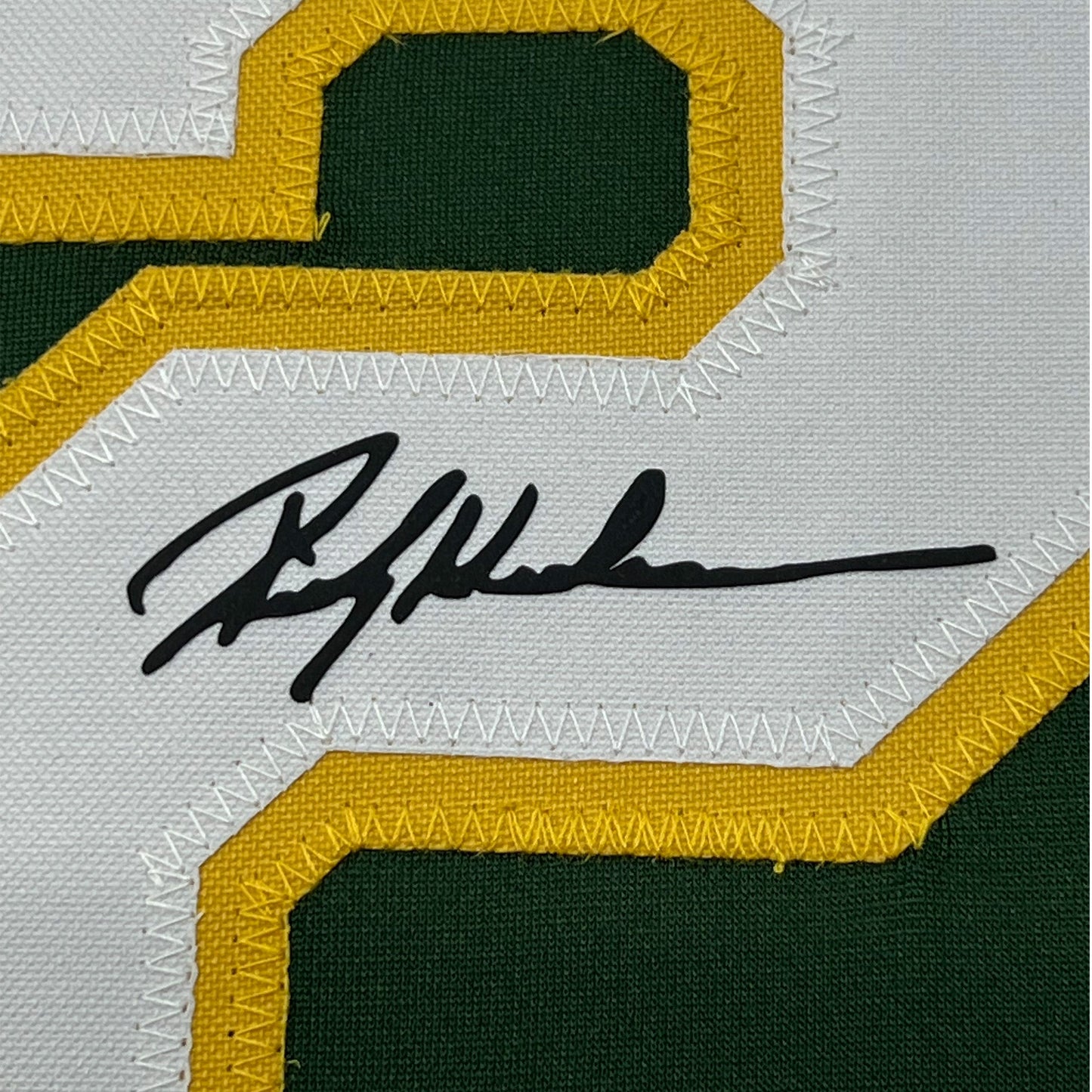 Framed Facsimile Autographed Rickey Henderson 35x39 Oakland Green Reprint Laser Auto Baseball Jersey