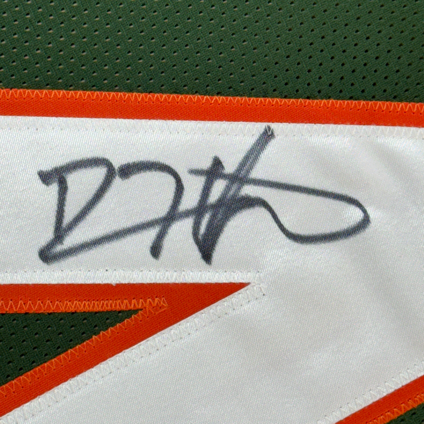 Framed Autographed/Signed Devin Hester 35x39 Miami Green College Football Jersey JSA COA