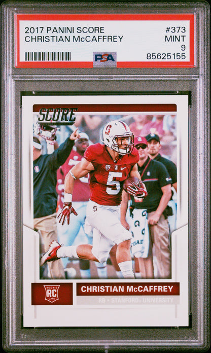 Graded 2017 Panini Score Christian McCaffrey #373 Rookie RC Football Card PSA 9 Mint
