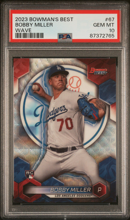 Graded 2023 Topps Bowmans Best Bobby Miller #67 Wave Rookie RC Baseball Card PSA 10 Gem Mint
