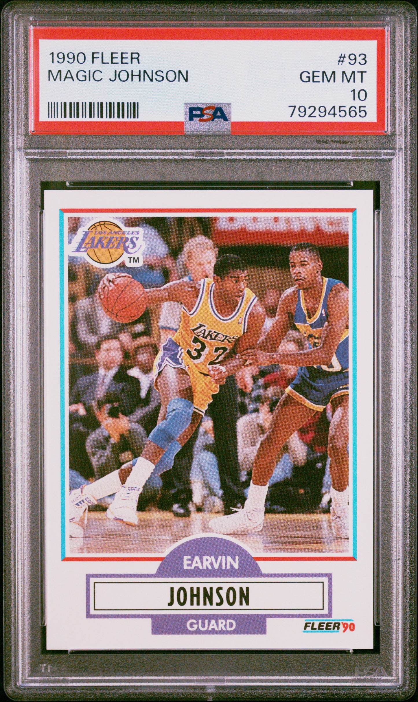 Graded 1990 Fleer Magic Johnson #93 Basketball Card PSA 10 Gem Mint