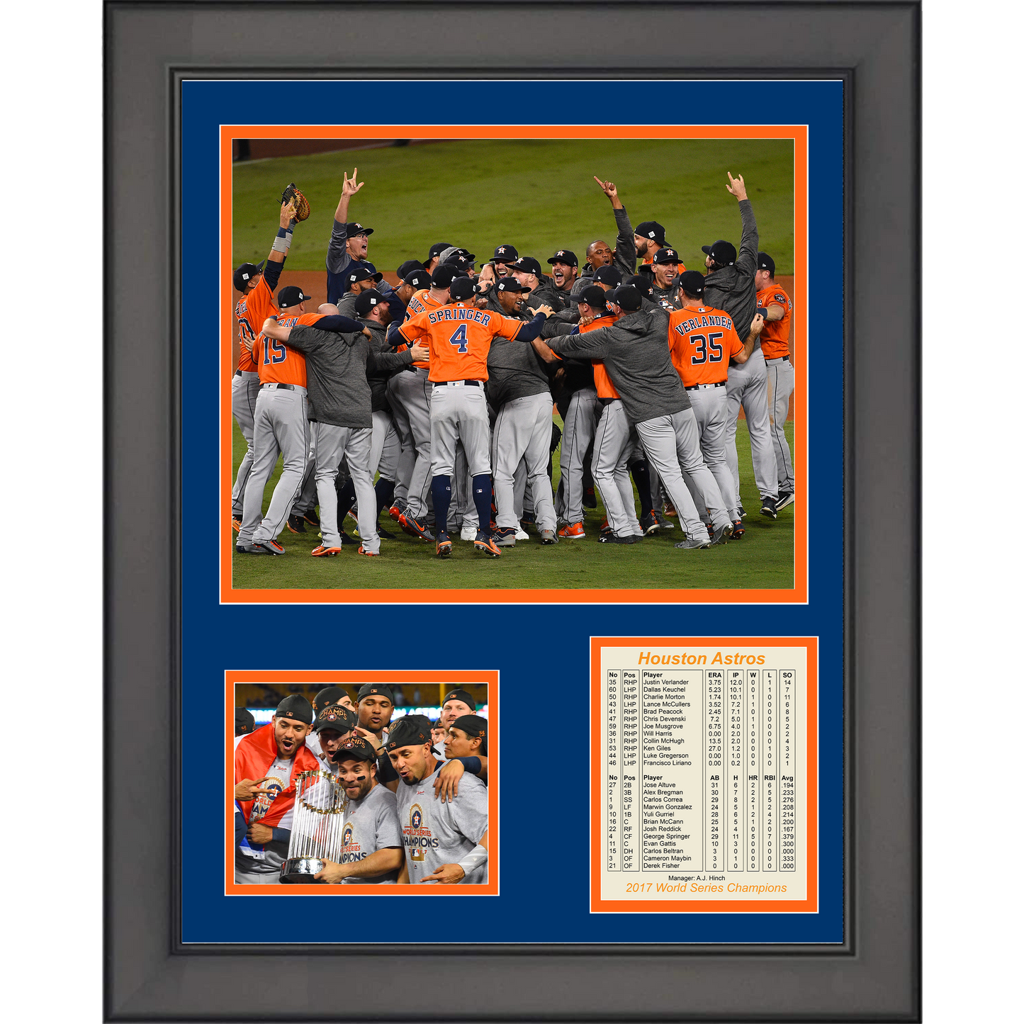Framed Houston Astros 2017 World Series Champions 11"x14" Baseball Three Photo Collage