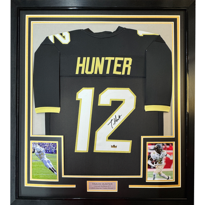Framed Facsimile Autographed Travis Hunter 35x39 Colorado Black Reprint Laser Auto College Football Jersey