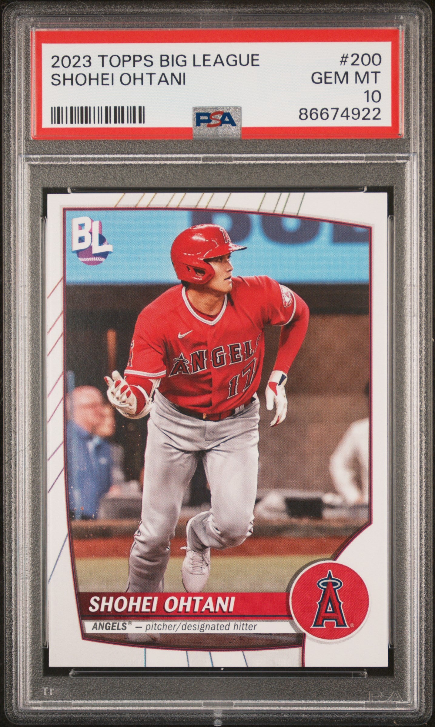 Graded 2023 Topps Big League Shohei Ohtani #200 Baseball Card PSA 10 Gem Mint