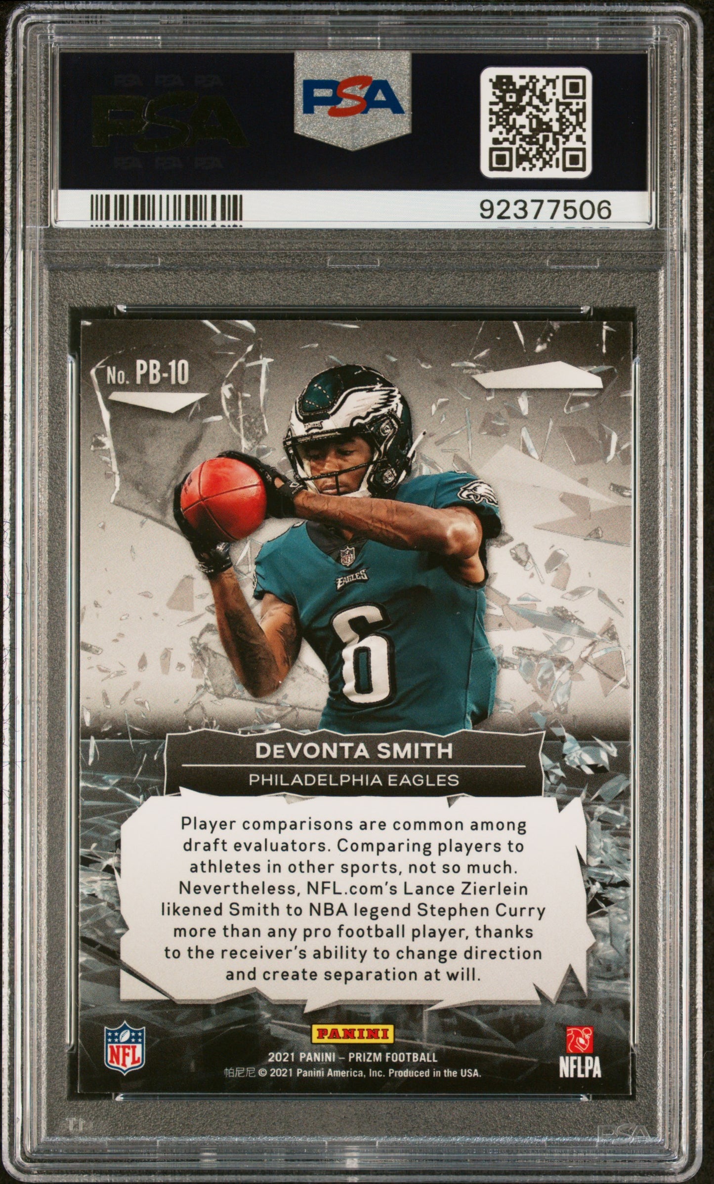 Graded 2021 Panini Prizm Devonta Smith #PB10 Prizm Break Rookie RC Football Card PSA 10 Gem Mint
