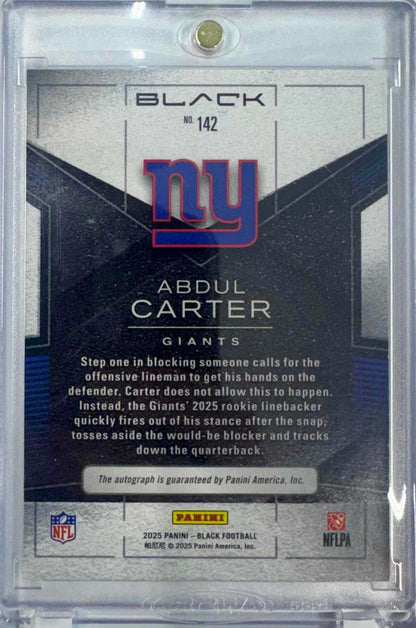 2025 Panini Black FOTL Abdul Carter #142 /25 Citrine Auto Rookie RC Football Card