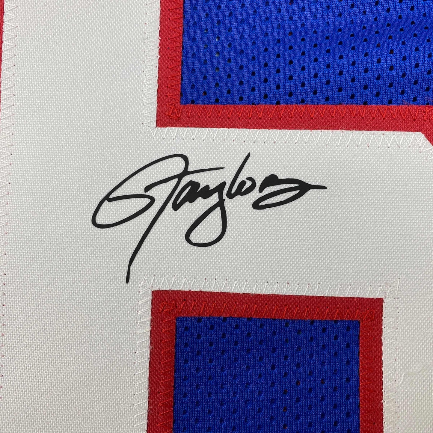 Facsimile Autographed Lawrence Taylor New York Blue Reprint Laser Auto Football Jersey Size Men's XL