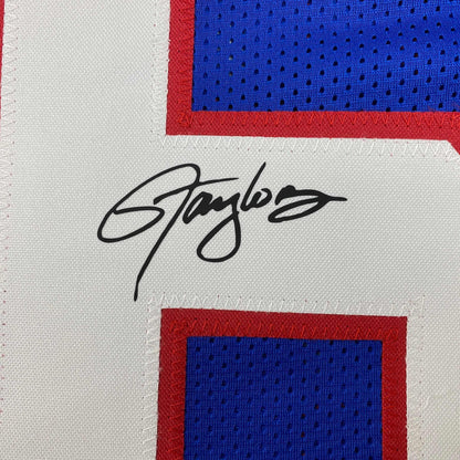 Facsimile Autographed Lawrence Taylor New York Blue Reprint Laser Auto Football Jersey Size Men's XL