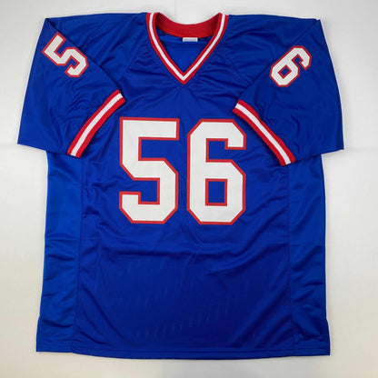 Facsimile Autographed Lawrence Taylor New York Blue Reprint Laser Auto Football Jersey Size Men's XL