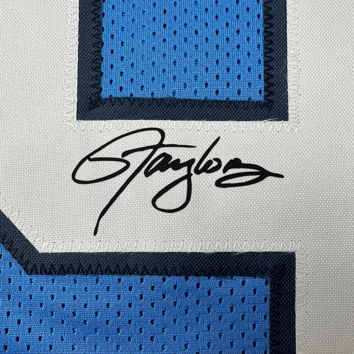 Facsimile Autographed Lawrence Taylor UNC North Carolina Blue Reprint Laser Auto College Football Jersey Size Men's XL