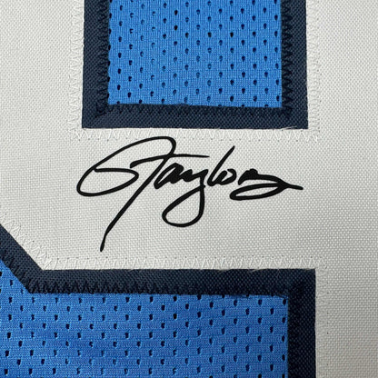 Facsimile Autographed Lawrence Taylor UNC North Carolina Blue Reprint Laser Auto College Football Jersey Size Men's XL