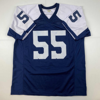 Facsimile Autographed Leighton Vander Esch Dallas Thanksgiving Day Reprint Laser Auto Football Jersey Size Men's XL