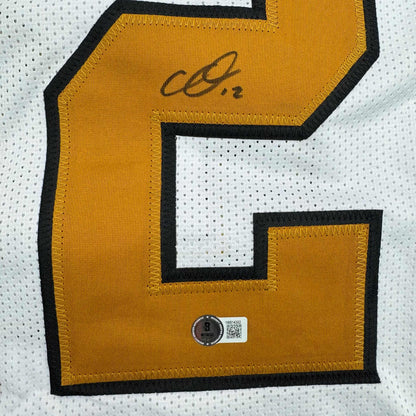 Autographed/Signed Chris Olave New Orleans White Color Rush Football Jersey Beckett BAS COA