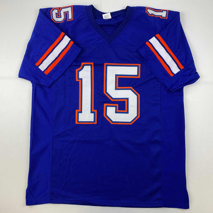 Facsimile Autographed Tim Tebow Florida Blue Reprint Laser Auto College Football Jersey Size Men's XL