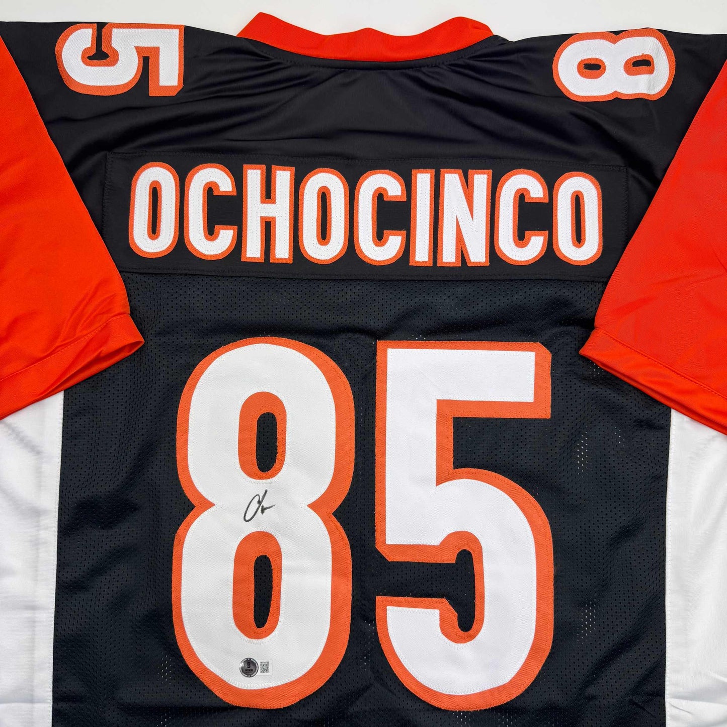 Autographed/Signed Chad Ochocinco (Johnson) Cincinnati Black Football Jersey Beckett BAS COA
