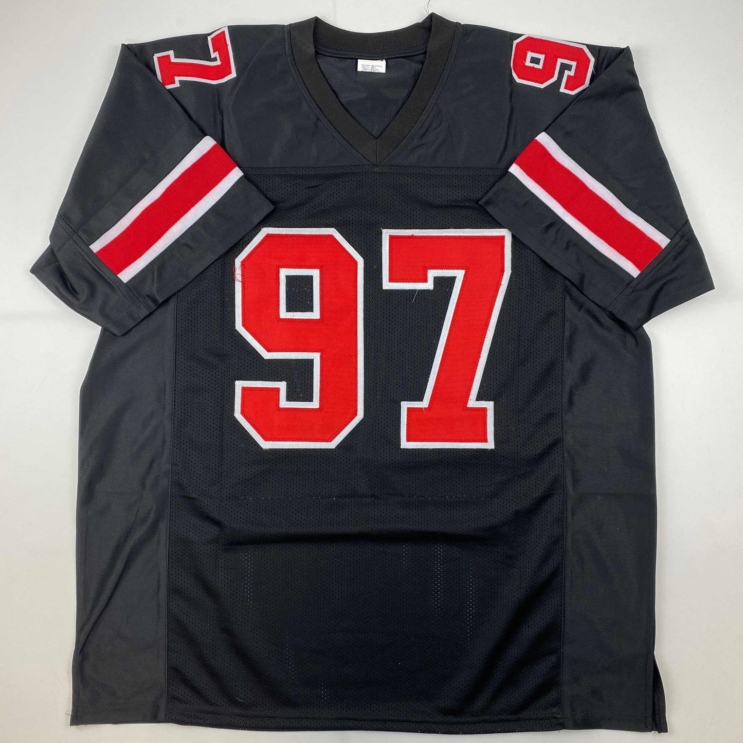 Facsimile Autographed Nick Bosa Ohio State Black Reprint Laser Auto College Football Jersey Size Men's XL