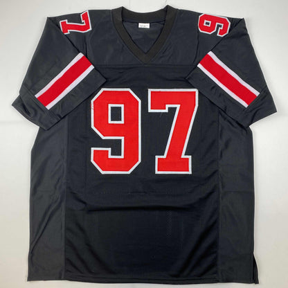 Facsimile Autographed Nick Bosa Ohio State Black Reprint Laser Auto College Football Jersey Size Men's XL