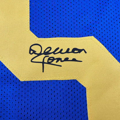 Facsimile Autographed Deacon Jones Los Angeles LA Royal Blue Retro Reprint Laser Auto Football Jersey Size Men's XL