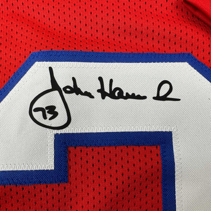 Facsimile Autographed John Hannah New England Red Reprint Laser Auto Football Jersey Size Men's XL