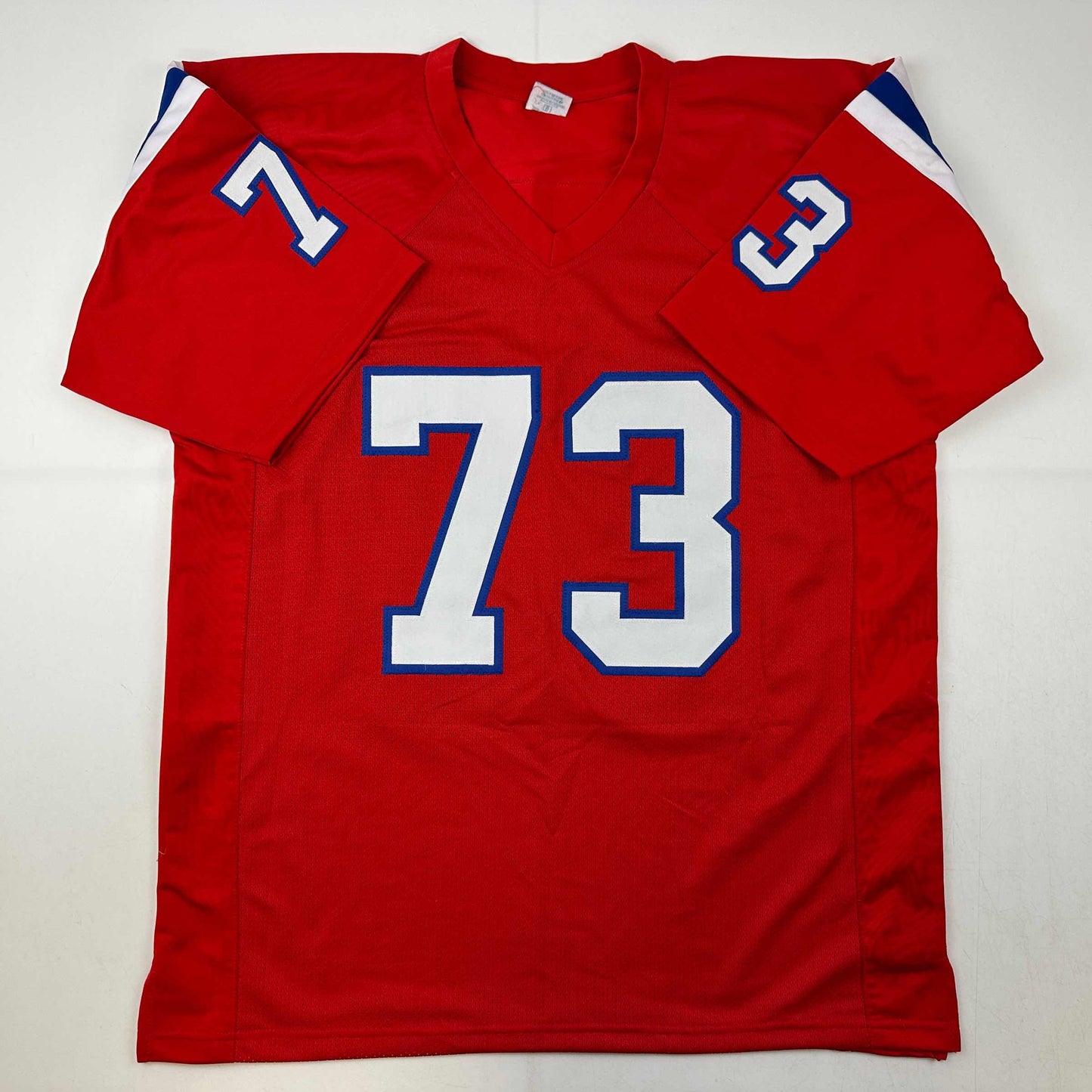 Facsimile Autographed John Hannah New England Red Reprint Laser Auto Football Jersey Size Men's XL